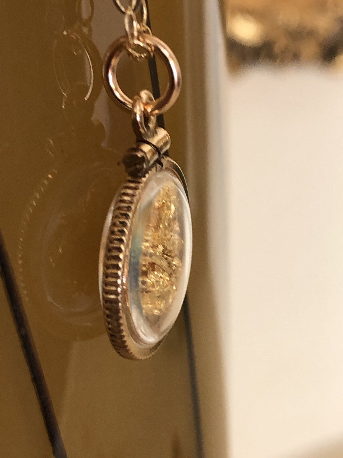 Vintage 12k gold filled locket with 23k gold inside hand made necklace