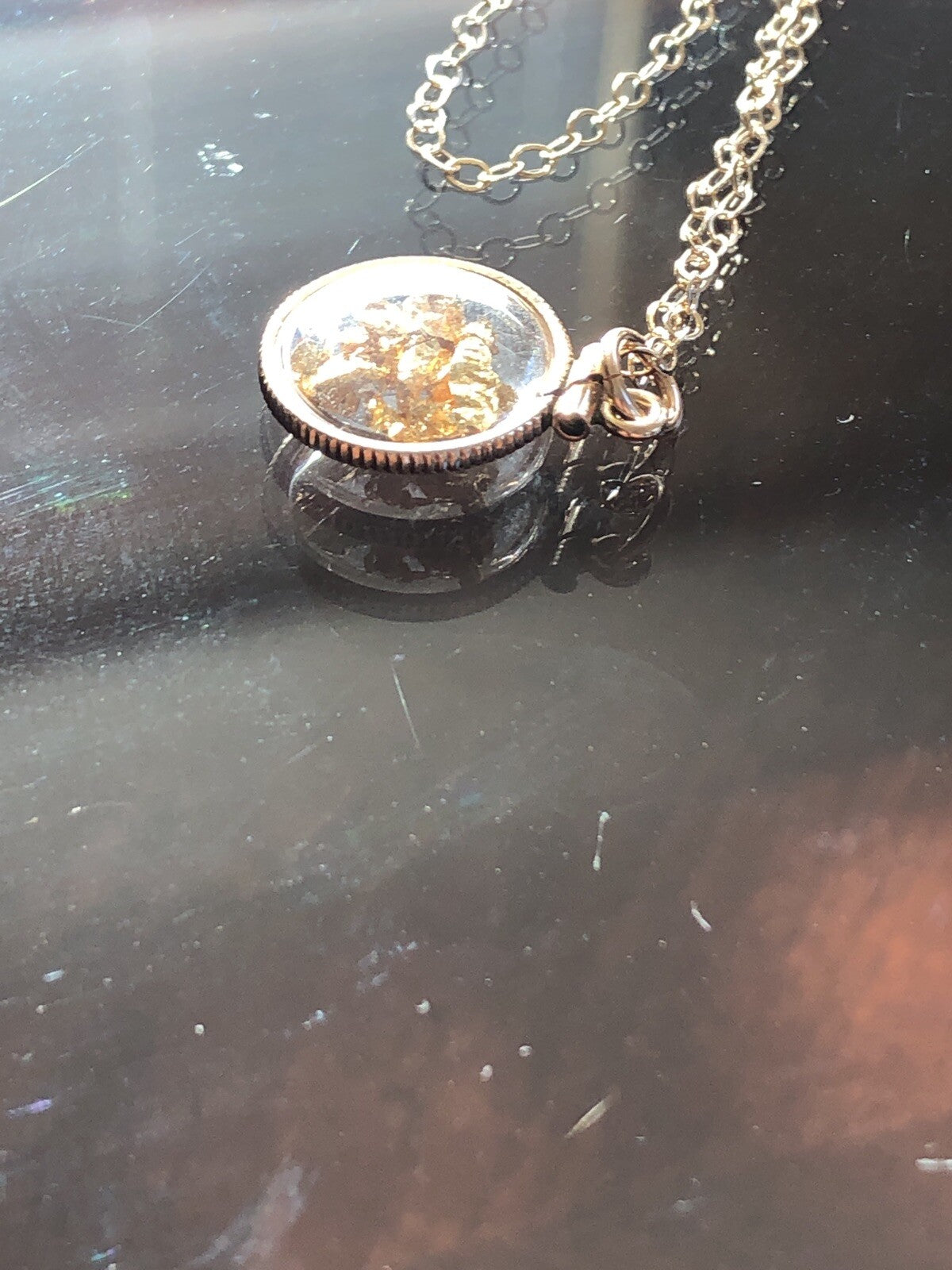 Vintage 12k gold filled locket with 23k gold inside hand made necklace