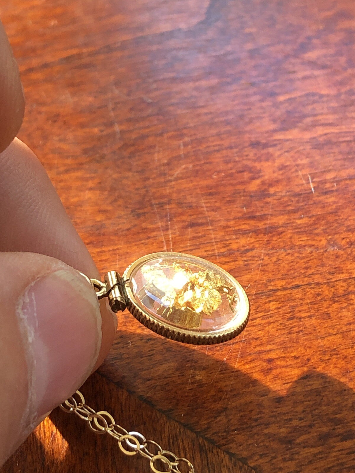 Vintage 12k gold filled locket with 23k gold inside hand made necklace
