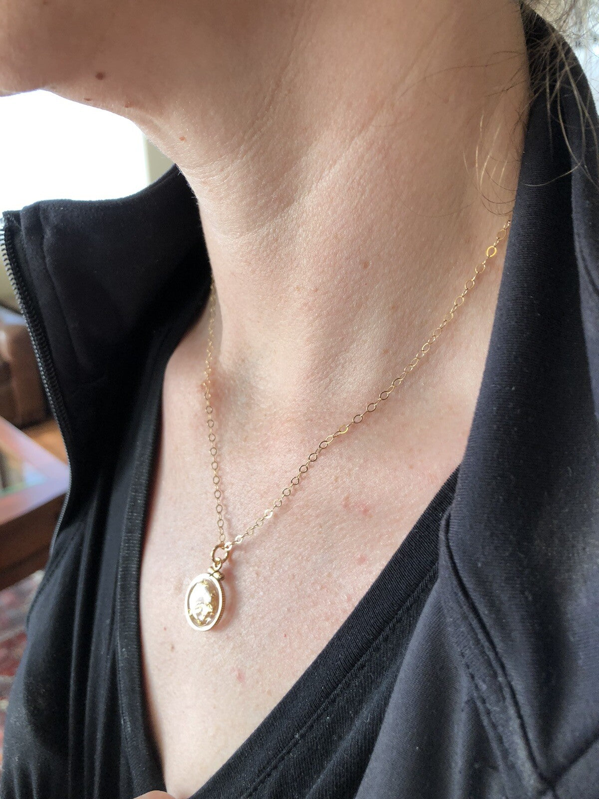 Vintage 12k gold filled locket with 23k gold inside hand made necklace