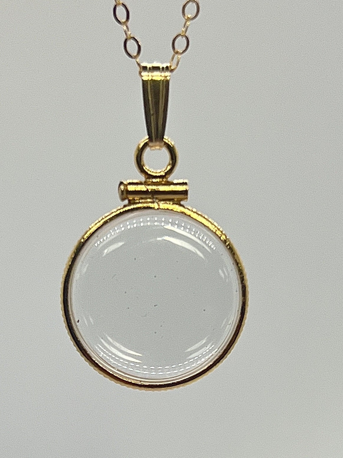 Solid 14k gold Empty 16.5mm  Handmade shaker Locket w/ FREE  small  SCREW DRIVER waiting for your little treasures, with chain