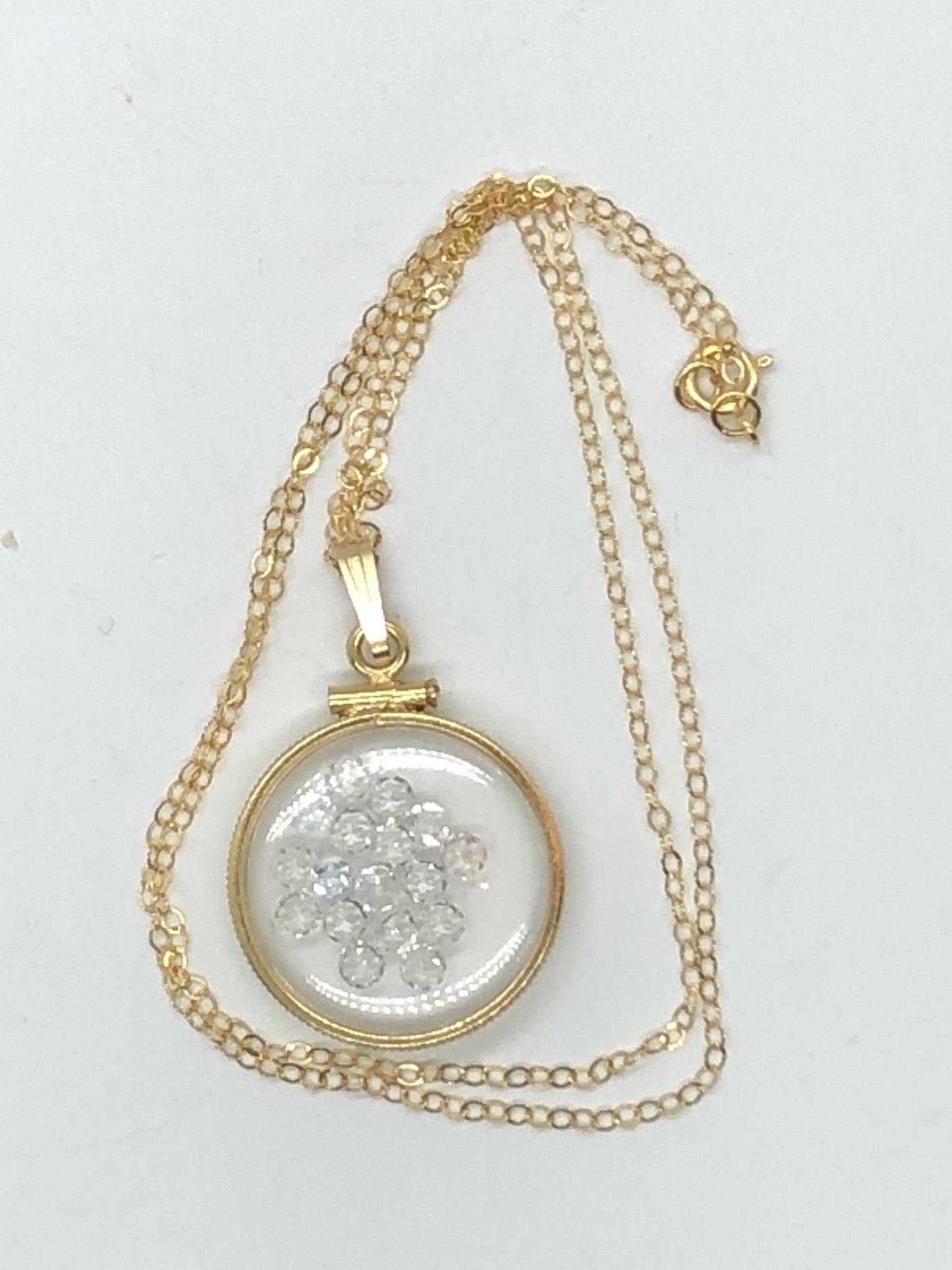 Handmade White Topaz Shaker Locket 14k gold filled w/beautiful April Birthstone, 2.7 TCW