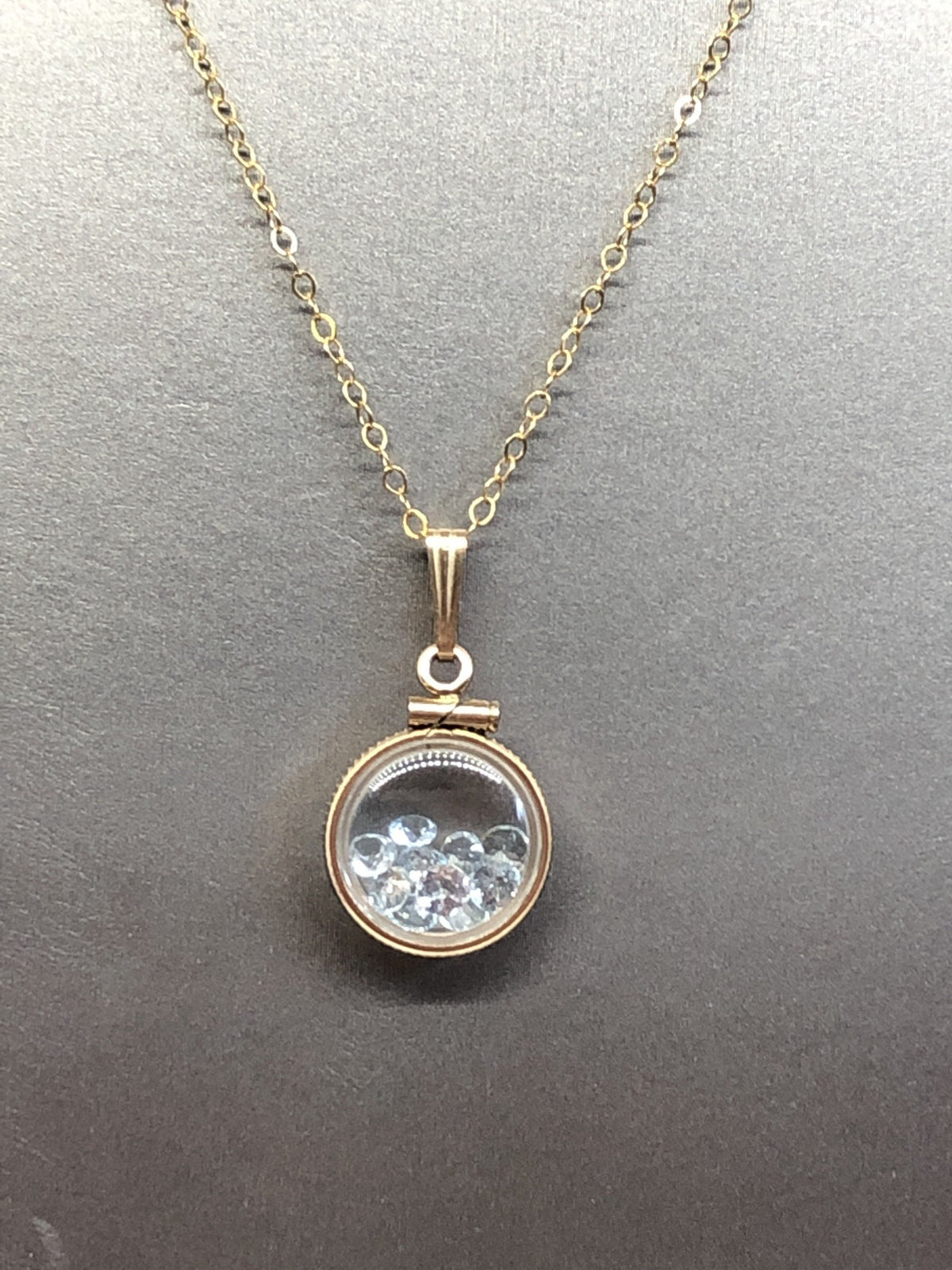 Handmade 1.1 TCW Aquamarine Shaker Locket 14k gold filled or sterling silver with March Birthstone