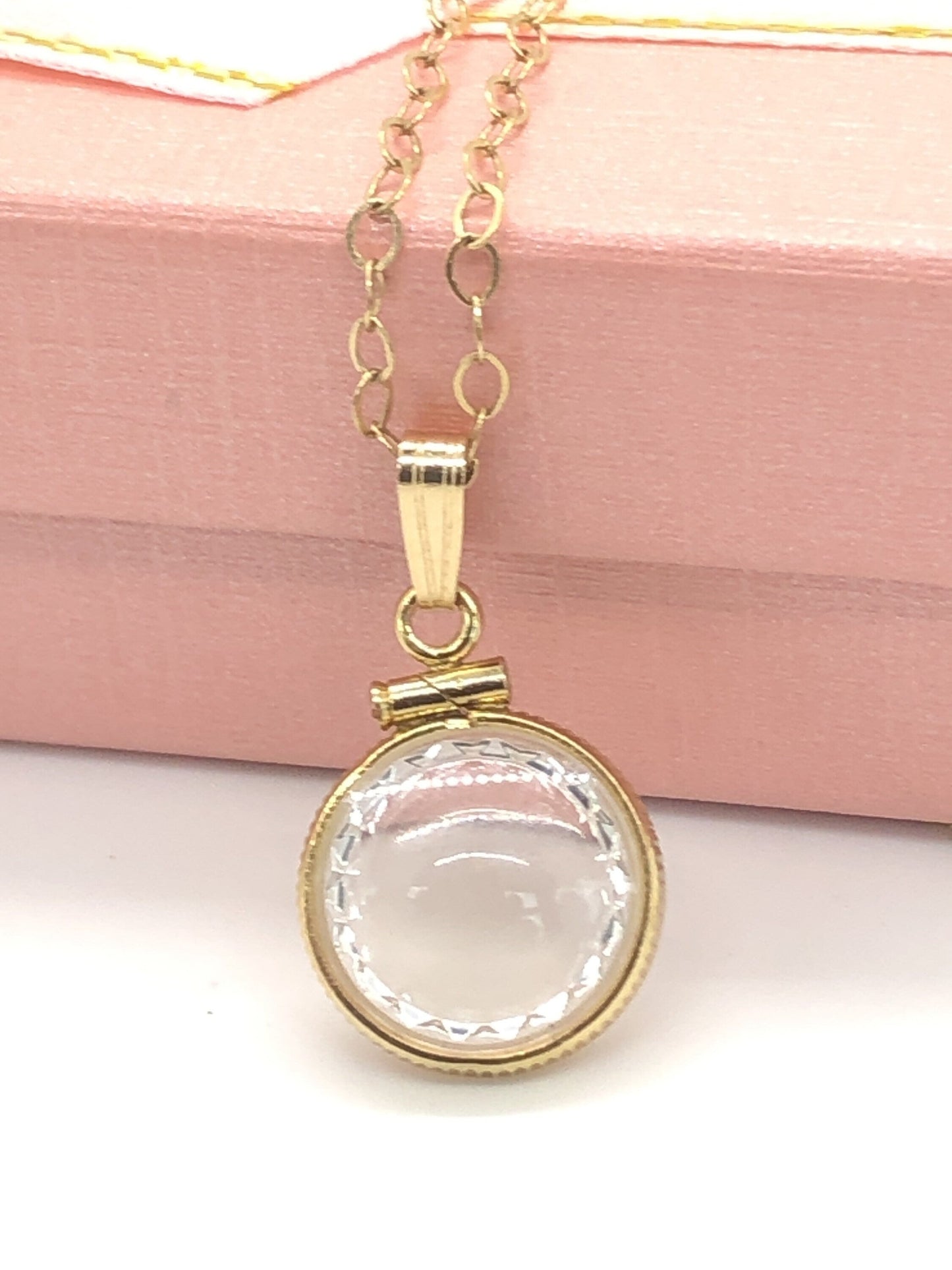 Diamond Edge Empty 12.5 mm Handmade 14k gold shaker locket, FREE SCREWDRIVER INCLUDED , waiting for your small treasures