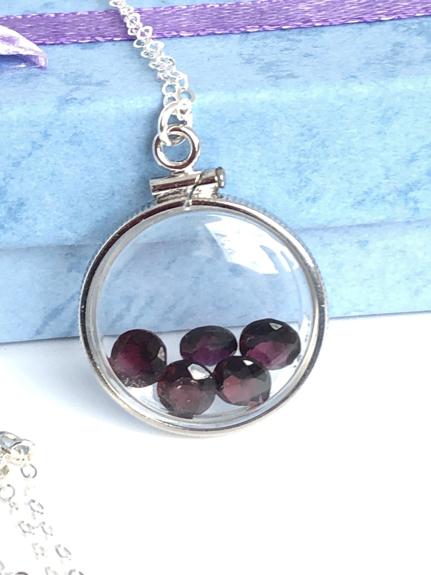 Handmade Garnet Silver Shaker Locket w/ 3.55 CTW  genuine garnets. January Birthstone.  Customize one for your Mother's Day! Just ask me