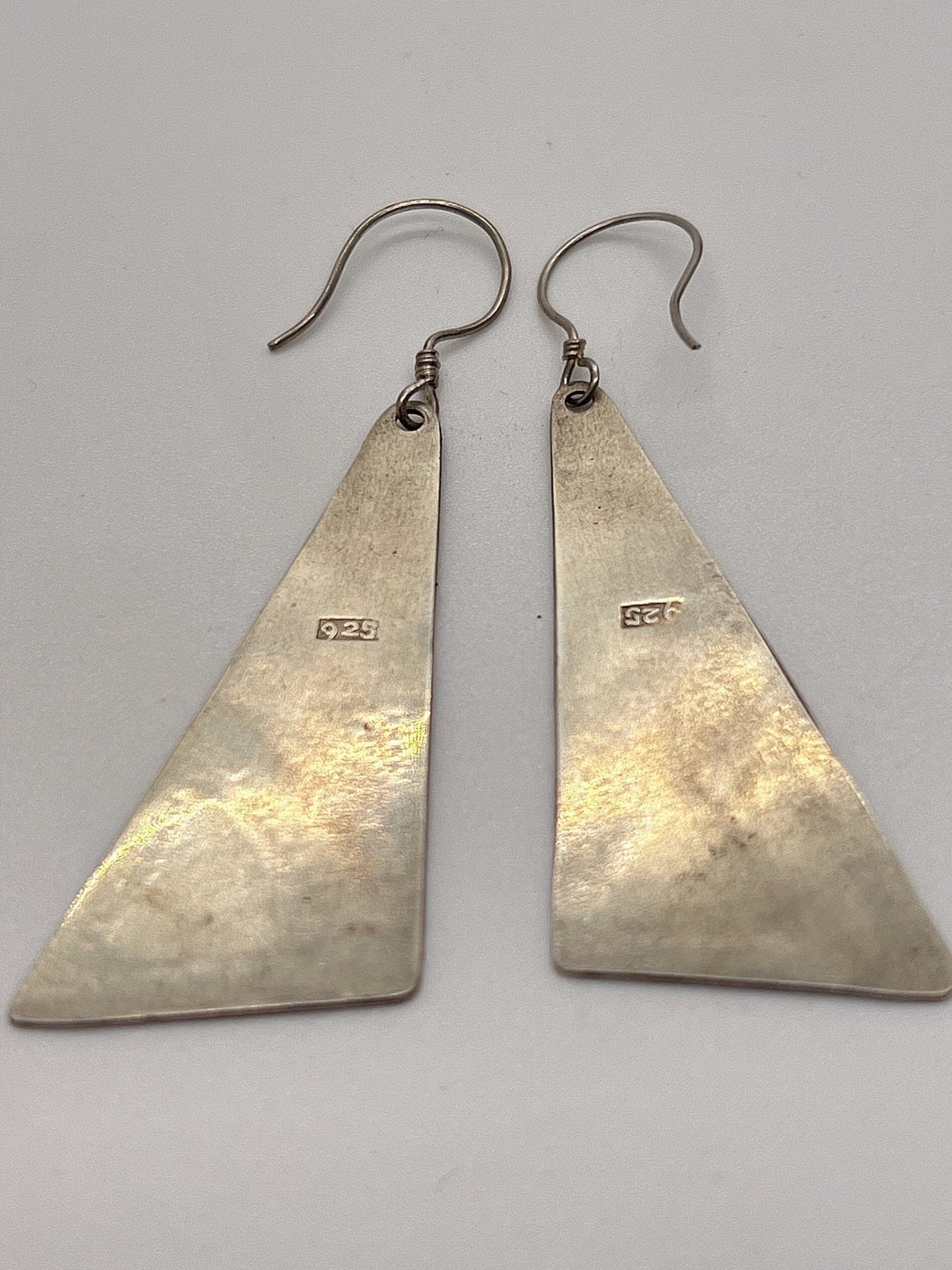 Vintage Hand made Indonesian Sterling Silver with Gold Wash Earrings, Large, new old stock, Ornate, French hook