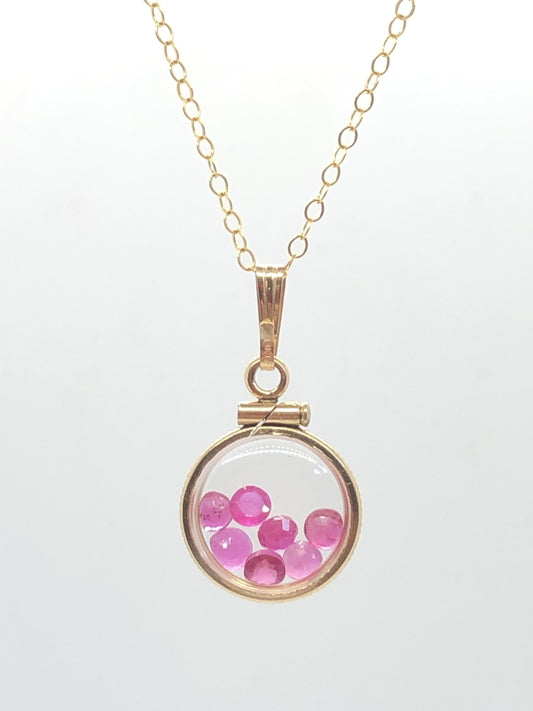 Handmade Ruby Shaker Locket 14k gold filled or silver silver with beautiful July Birthstone, 1.26 TCW