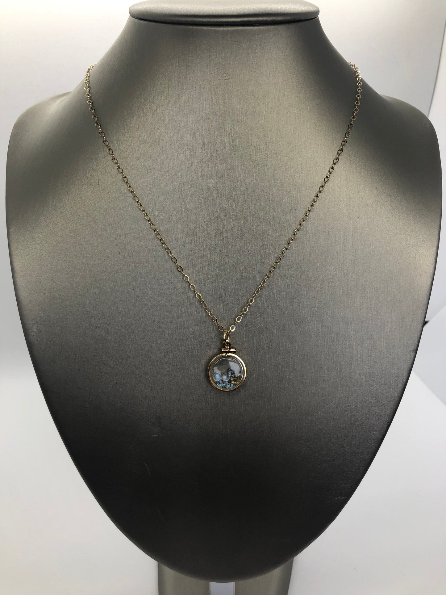 Vintage moonstone, citrine & topaz 12k gold filled Shaker locket with beautiful mix of natural gems, November Birthstones