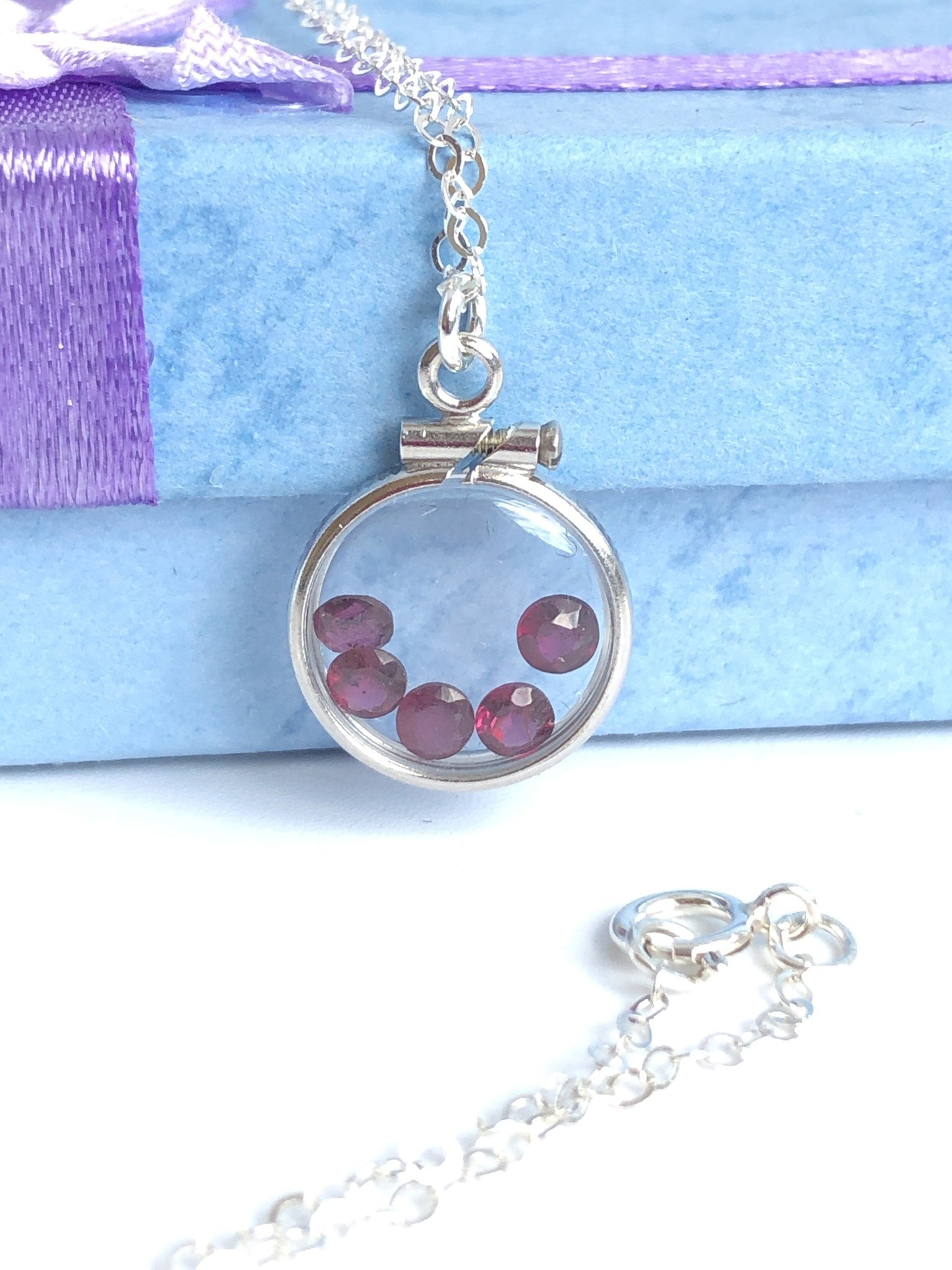 Dainty Handmade Garnet Sterling Silver Shaker locket w/.91 TCW beautiful gems, January birthstone customize one for your Mother's Day ask me