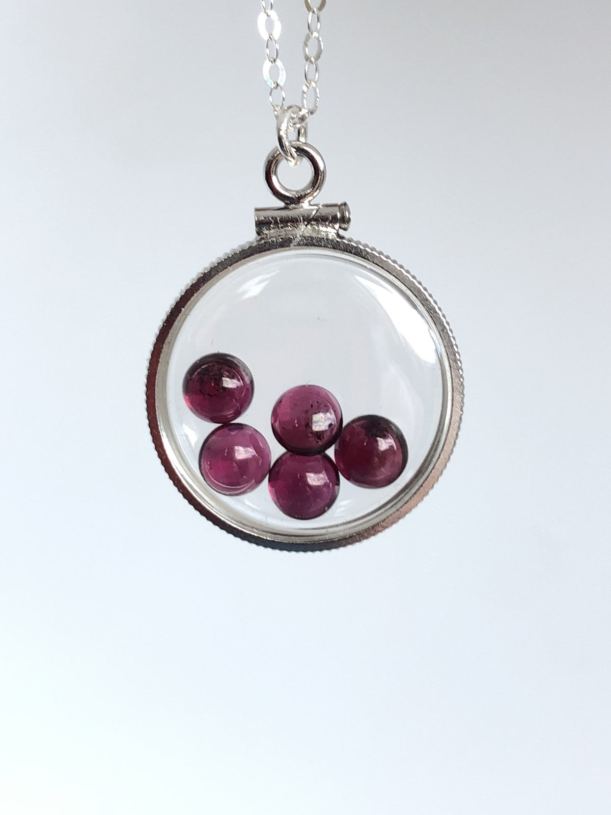 Handmade Garnet /Sterling Silver shaker locket w/ 3.98 CTW of beautiful gems, January birthstone Customize one for your Mother's Day, ask me