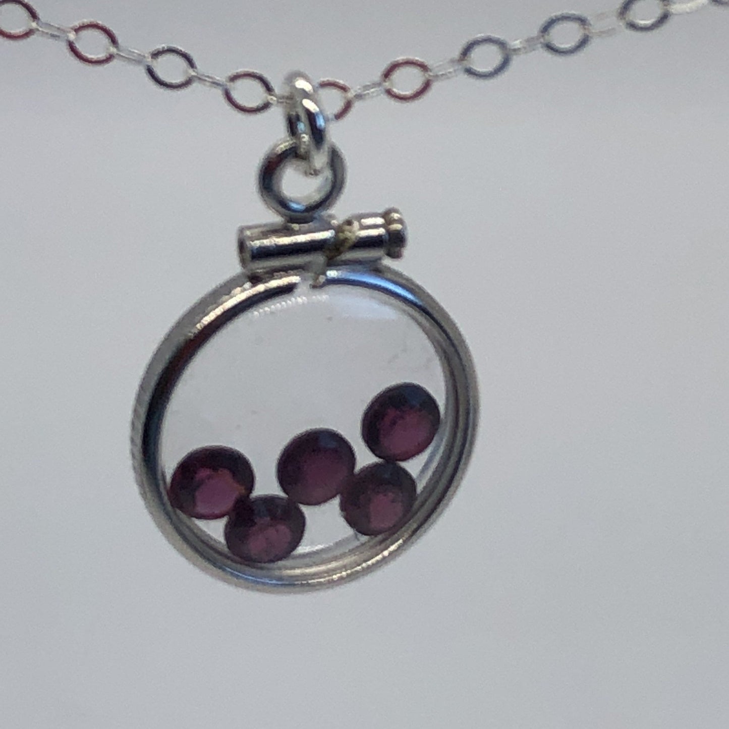 Dainty Handmade Garnet Sterling Silver Shaker locket w/.91 TCW beautiful gems, January birthstone customize one for your Mother's Day ask me