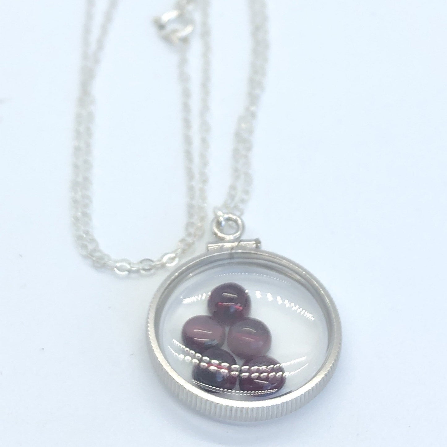 Handmade Garnet /Sterling Silver shaker locket w/ 3.98 CTW of beautiful gems, January birthstone Customize one for your Mother's Day, ask me