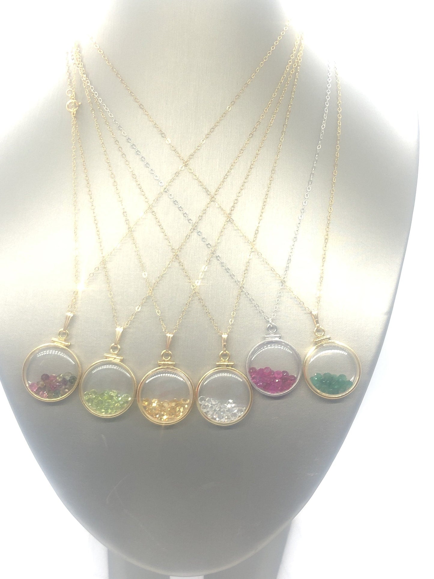 Customizable, Shaker Locket 14k GF or silver w/ your choice of beautiful birthstones, custom created by YOU