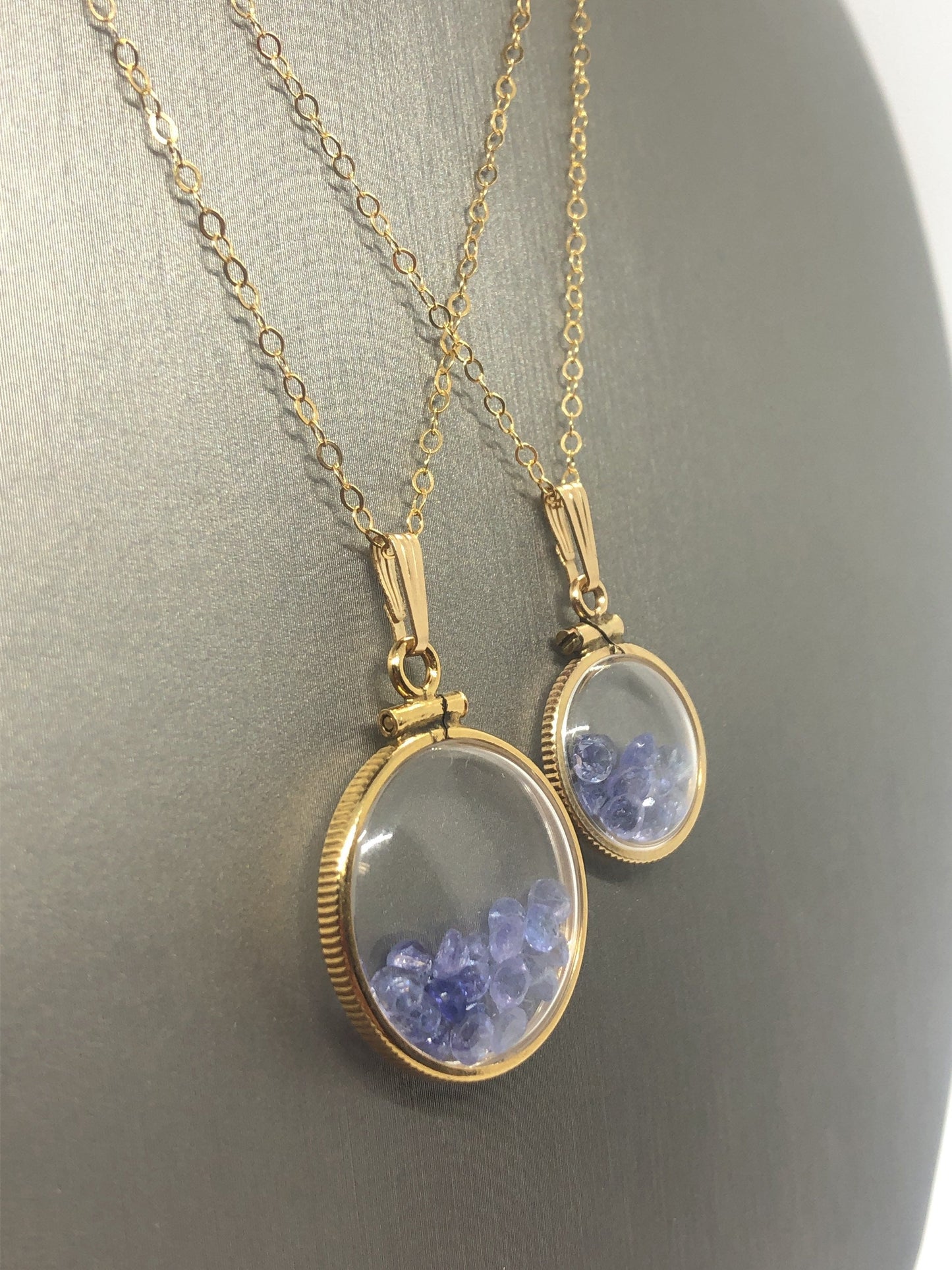 Vintage Tanzanite shaker Locket 14k gold filled, 50 year old New Stock,  20mm or 15 mm Customize one for your Mother's Day