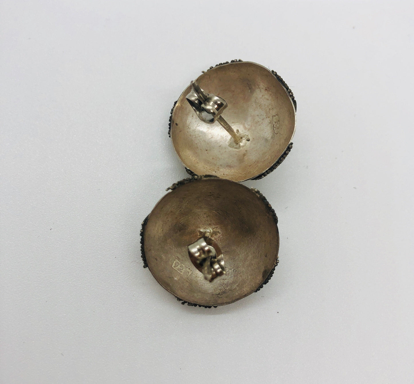 Vintage Handmade Sterling Silver and Gold Wash  Earrings Indonesia, Vintage old stock, Beautiful
