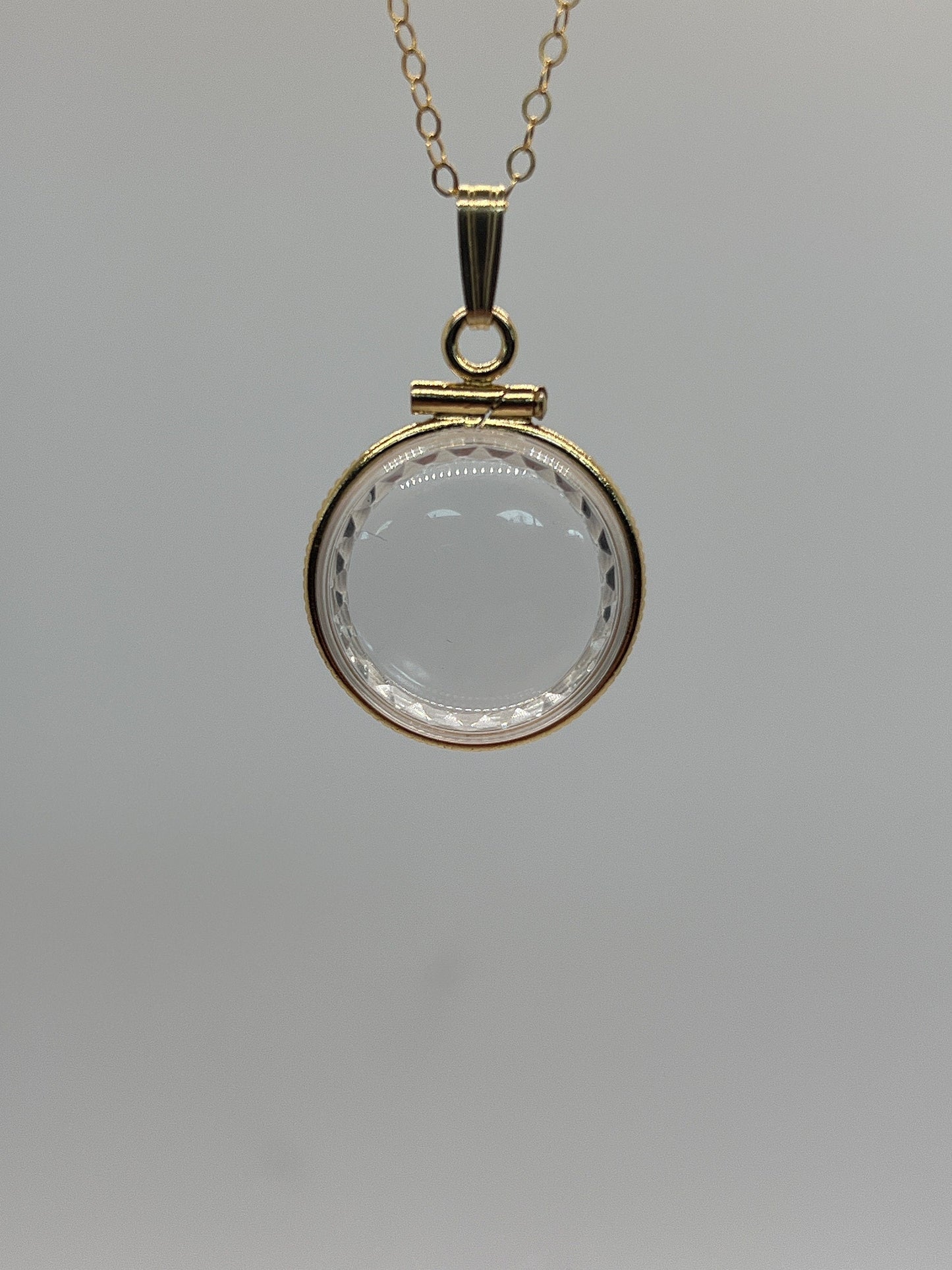 Empty Customizable Dime Sized Diamond edge Handmade 14k Gold Filled Shaker Locket Necklace w/ Free Screwdriver Waiting For small treasure.