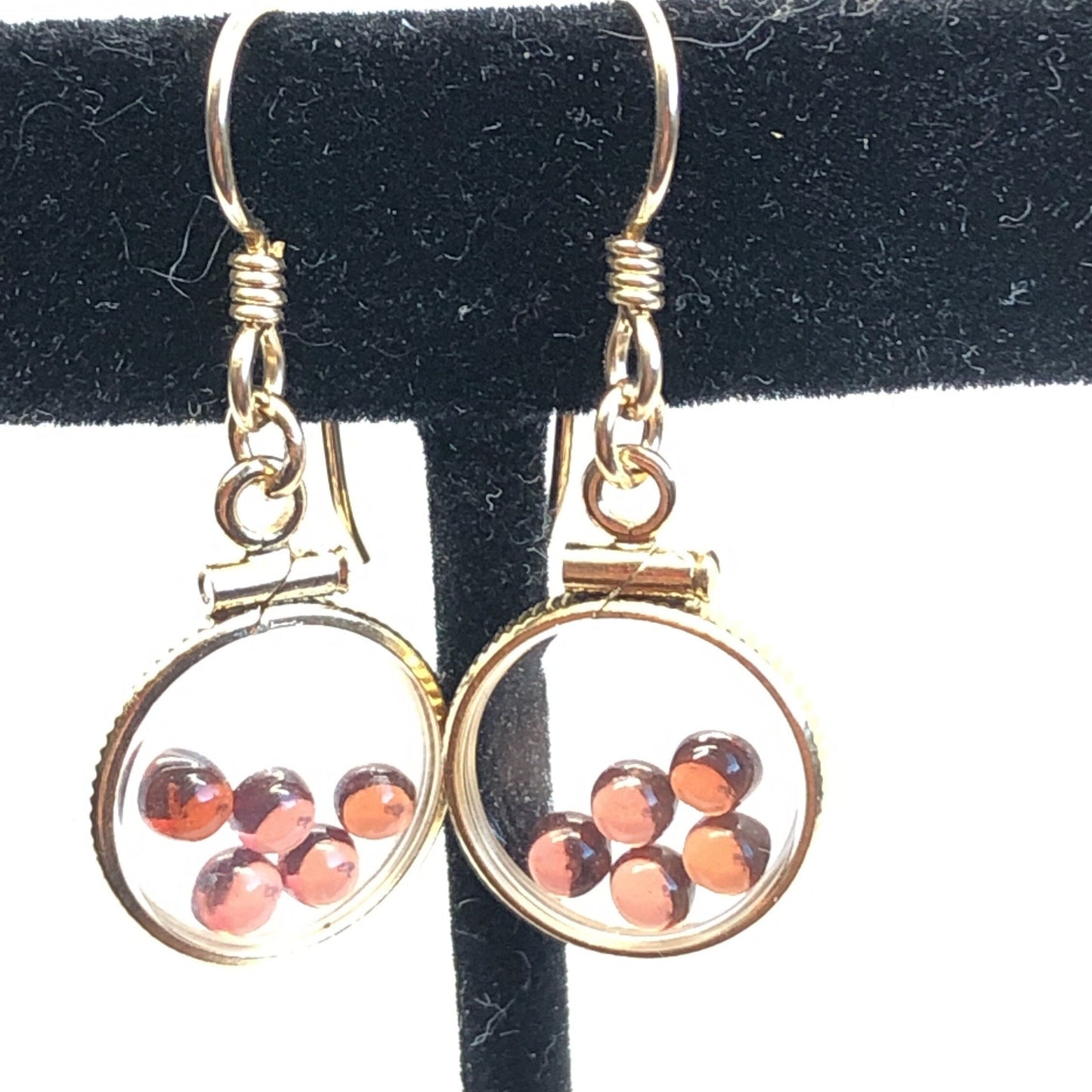 Handmade Red Garnet Shaker Locket Earrings 14k gold filled w/ 2.2 CTW natural gems, January birthstone, Customize a pair for Mom? ask me :)