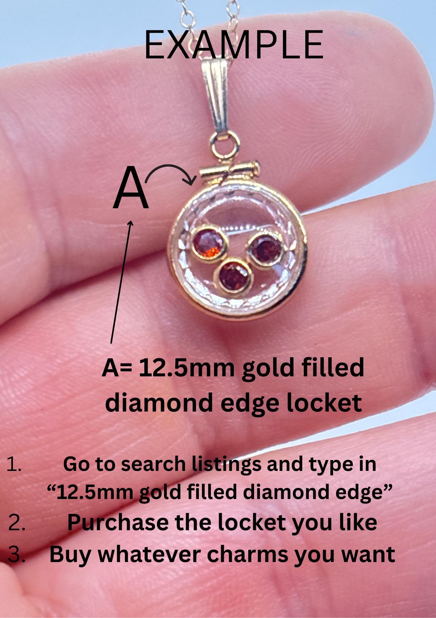 14k Gold filled Bezel Set 4mm CZ Birthstone Charms for Shaker Lockets