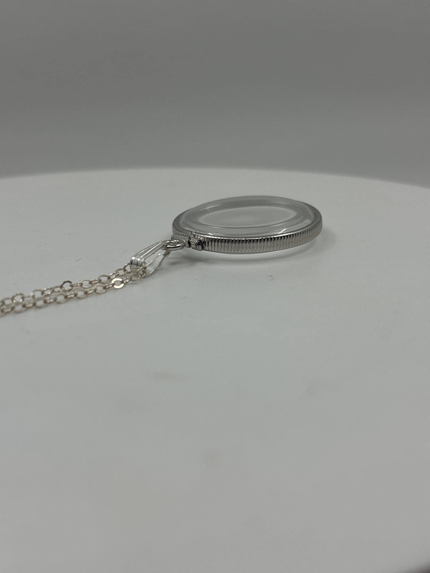 Empty 25mm sterling silver locket with coin edge bezel, free small screwdriver included!