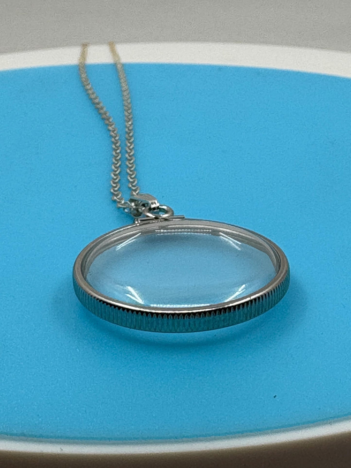 Empty 25mm sterling silver locket with coin edge bezel, free small screwdriver included!