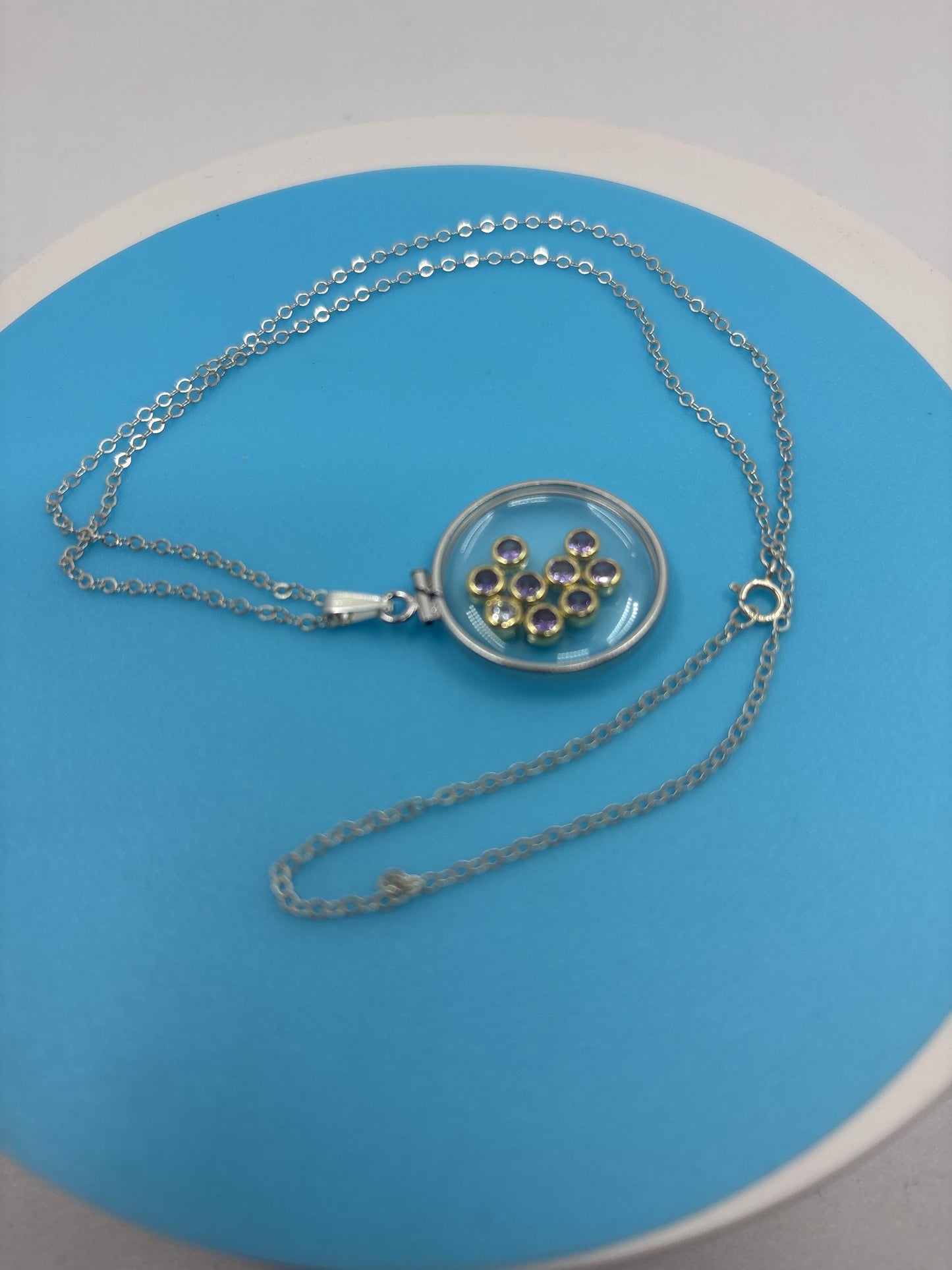 Empty 25mm sterling silver locket with coin edge bezel, free small screwdriver included!