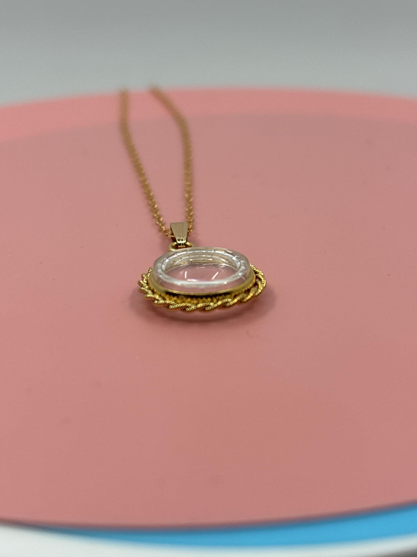 Empty Diamond edge 12.5 mm handmade 14k gold filled shaker locket with twisted rope addition free screwdriver included .