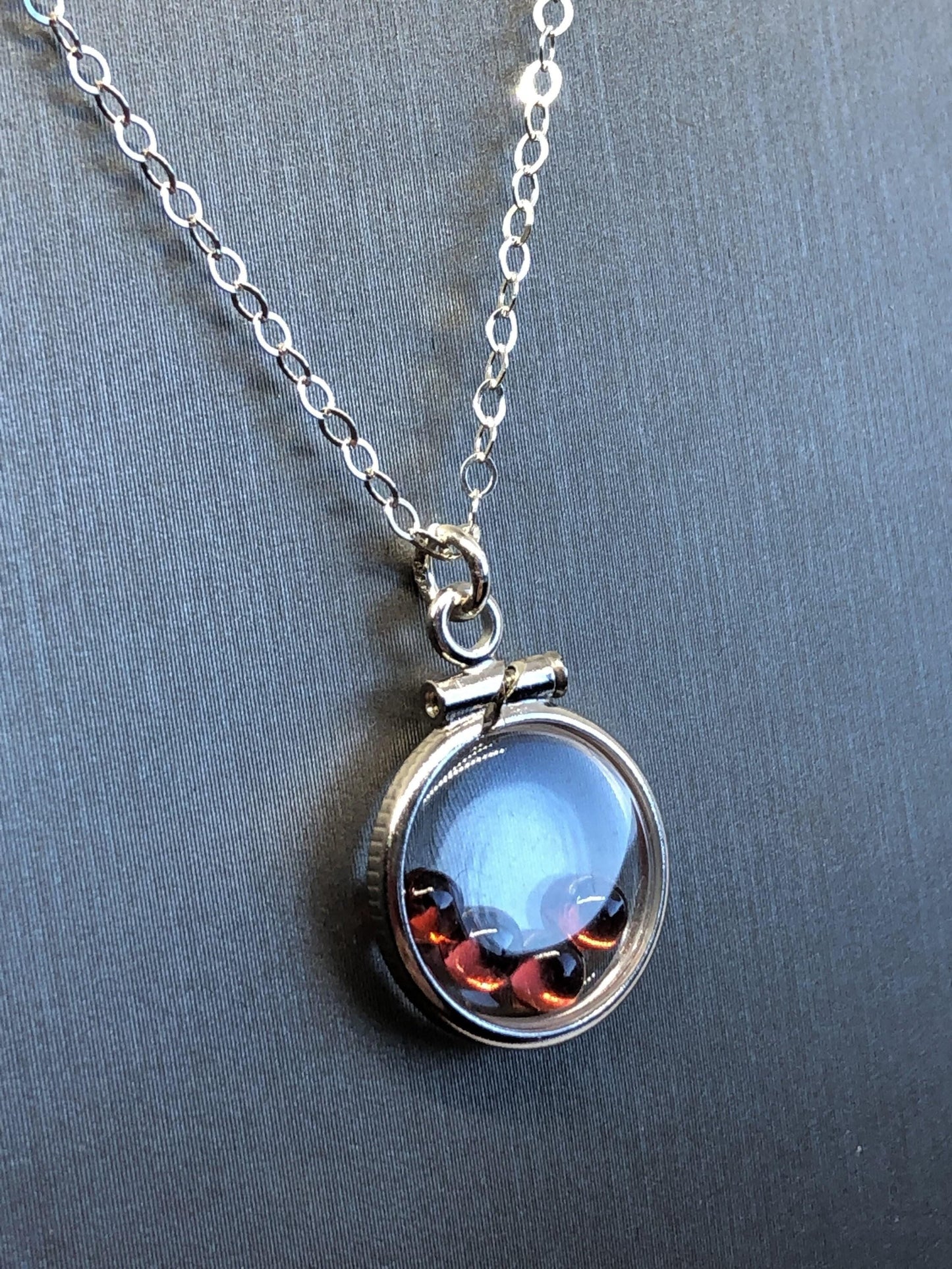 Dainty handmade garnet sterling silver shaker locket with .88 ctw natural gems, january birthstone customize one for mother's day, just ask