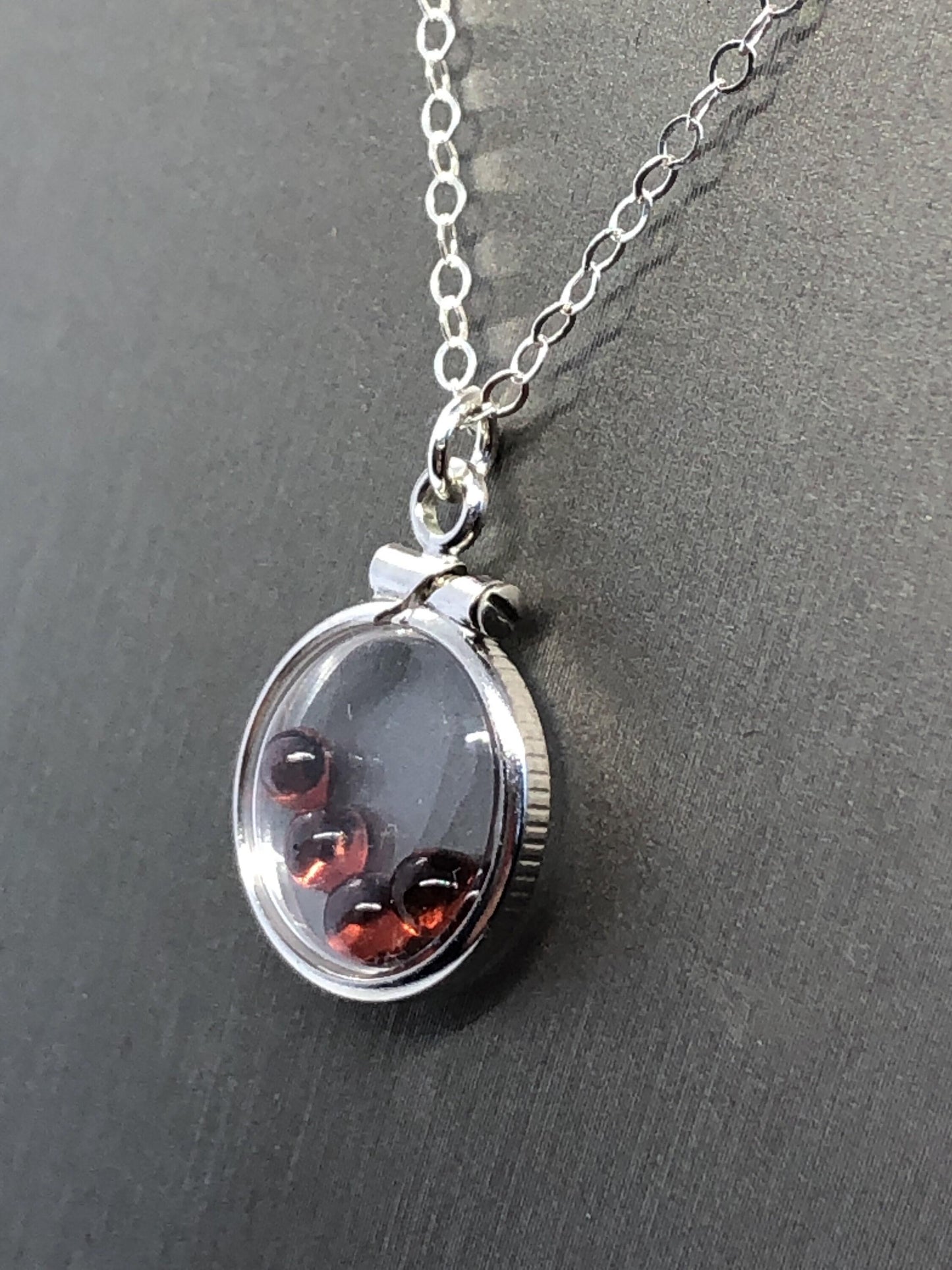 Dainty handmade garnet sterling silver shaker locket with .88 ctw natural gems, january birthstone customize one for mother's day, just ask