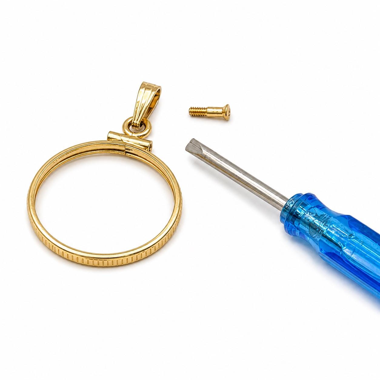 18mm Gold Filled Dime Bezel Pendant, Screw Top U.S. Coin Holder, Mercury Dime Necklace Charm, Coin Not Included