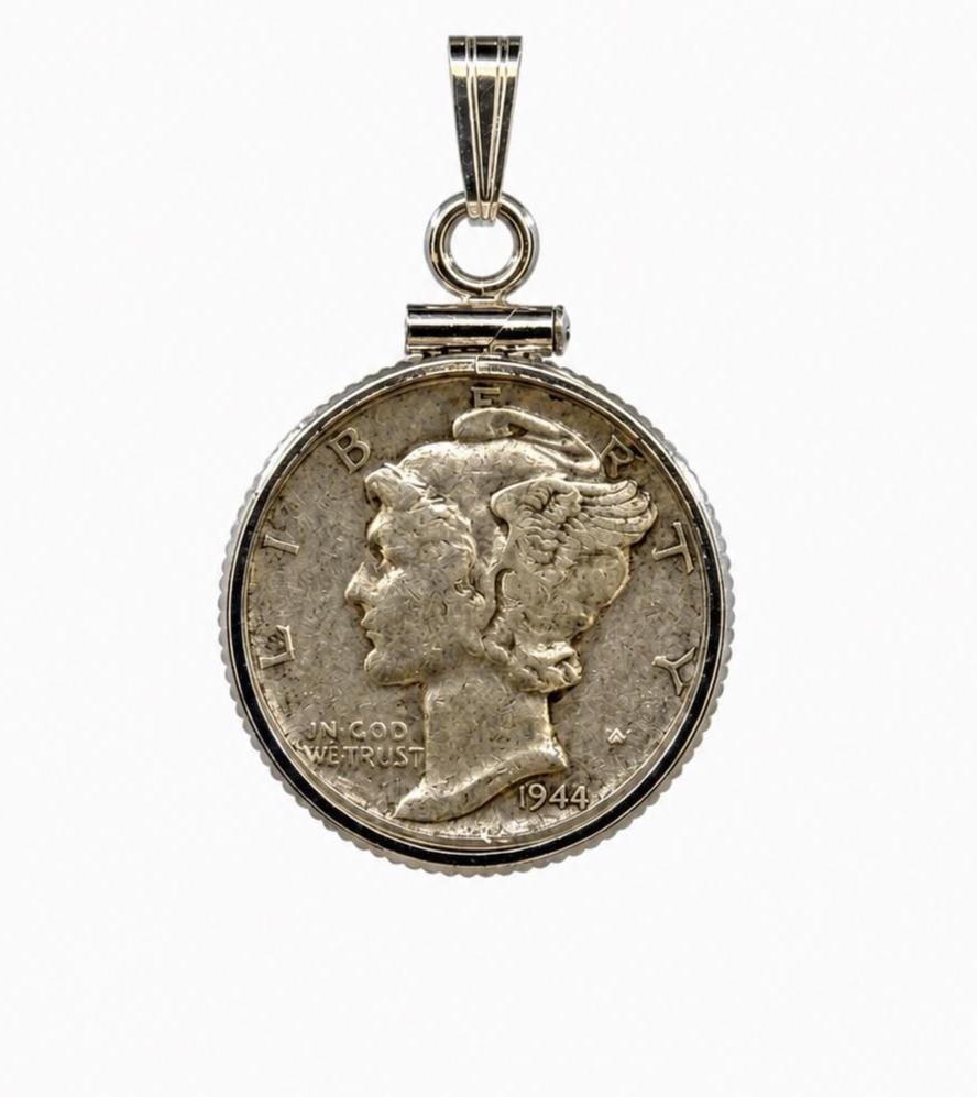 Sterling Silver Mercury Dime Bezel Pendant, Screw-Top Coin Holder, 18mm U.S. Dime Necklace Charm, Coin Not Included