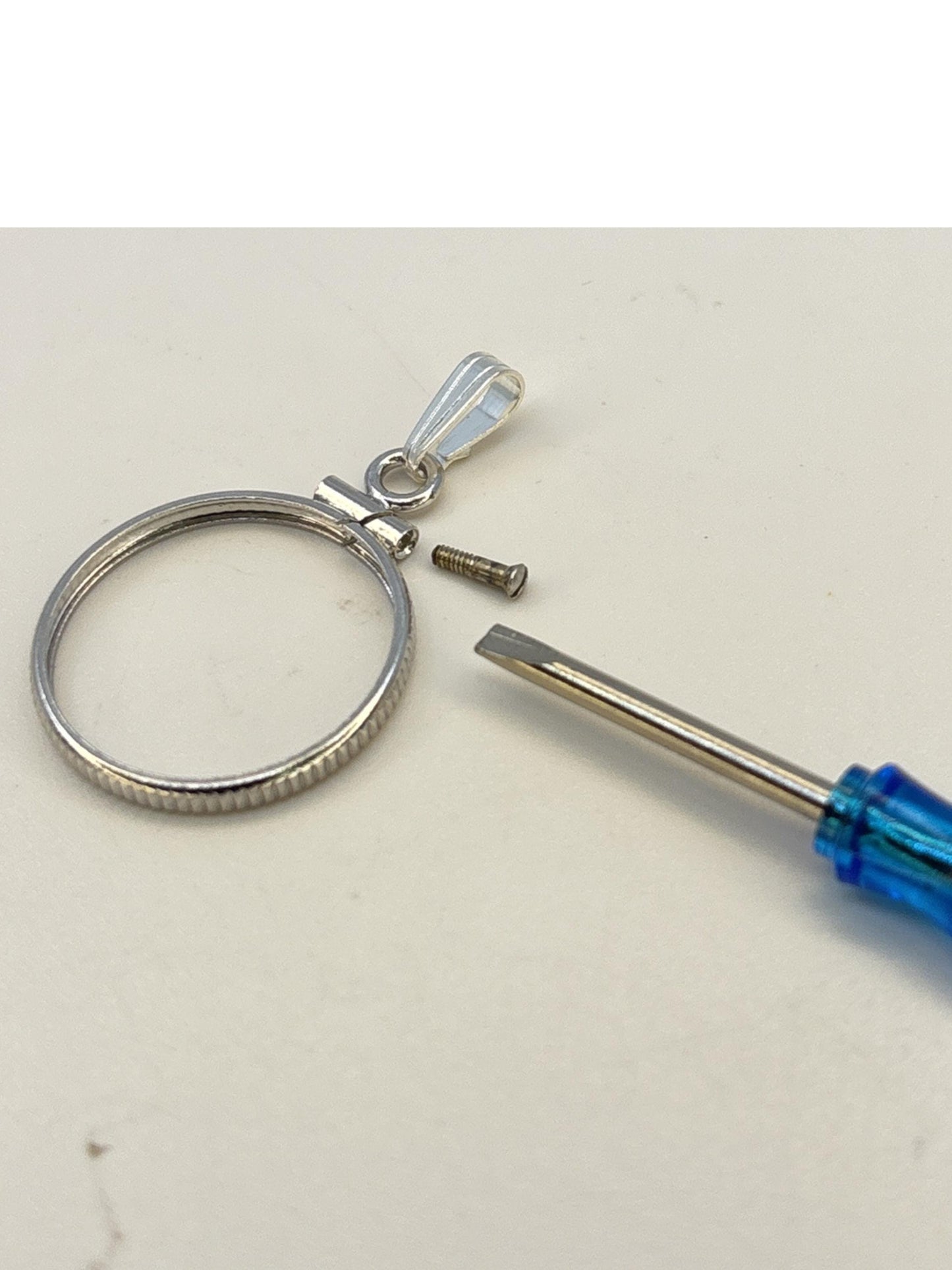 Sterling Silver Mercury Dime Bezel Pendant, Screw-Top Coin Holder, 18mm U.S. Dime Necklace Charm, Coin Not Included