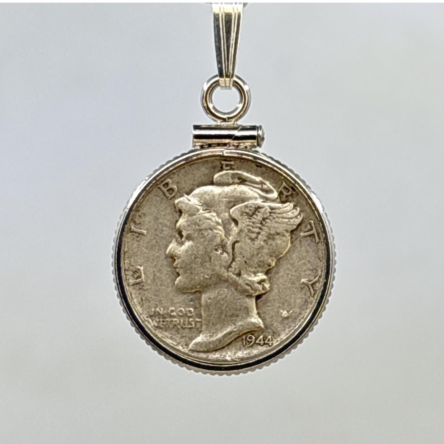 Sterling Silver Mercury Dime Bezel Pendant, Screw-Top Coin Holder, 18mm U.S. Dime Necklace Charm, Coin Not Included