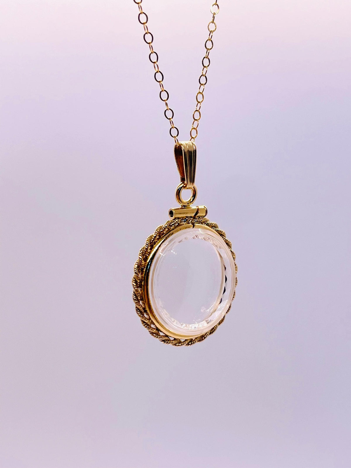 Empty customizable 18mm handmade 14k gold filled rope edge diamond cut shaker locket necklace w/ free screwdriver