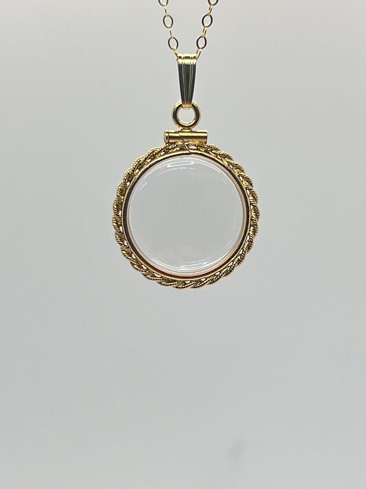 Empty customizable 21mm 14k gold filled lucite shaker locket w/ rope edge