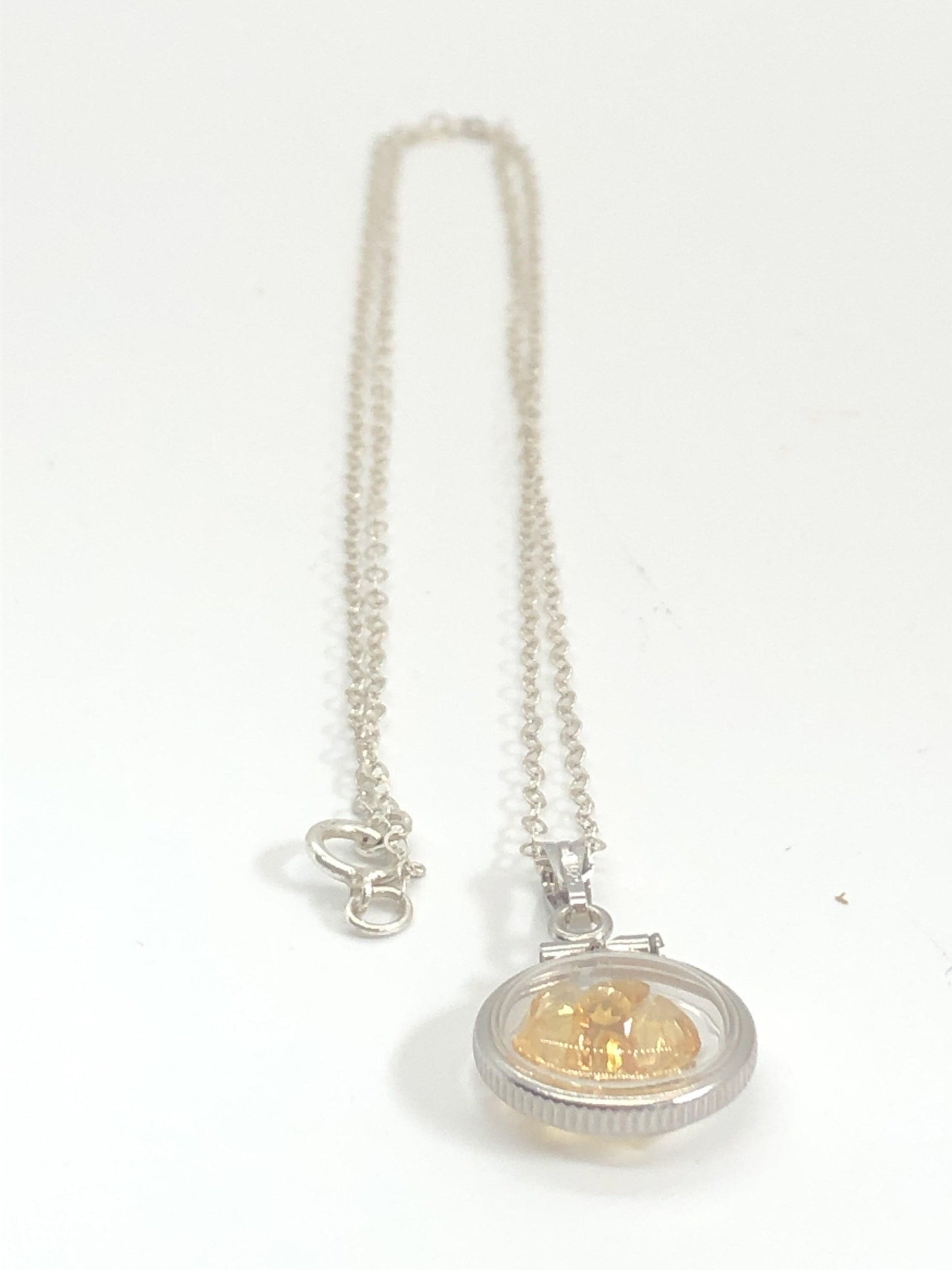 Diminutive handmade 12.5mm citrine shaker locket 14k gold or sterling silver  filled with beautiful november birthstone 0.9 tcw
