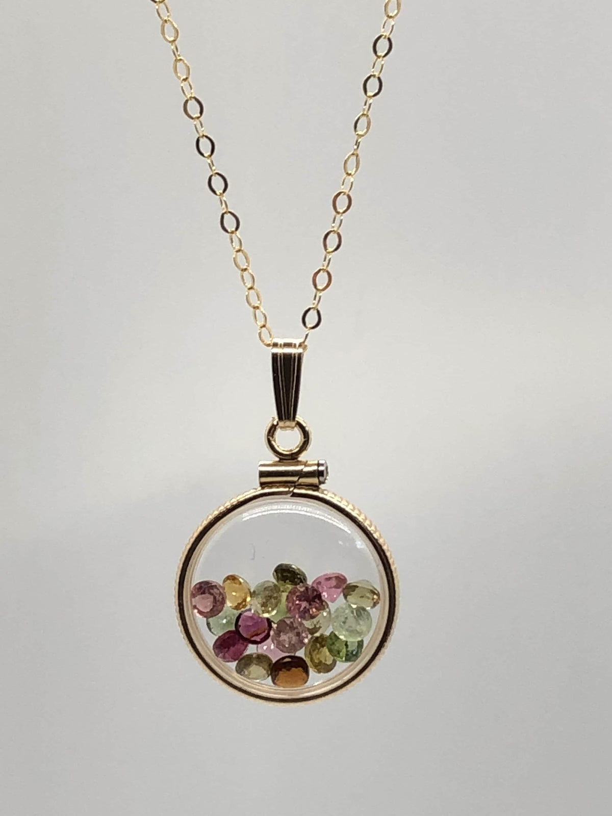 Empty customizable 18mm handmade 14k gold filled shaker locket, dime sized necklace w/ free screwdriver waiting for your little treasures