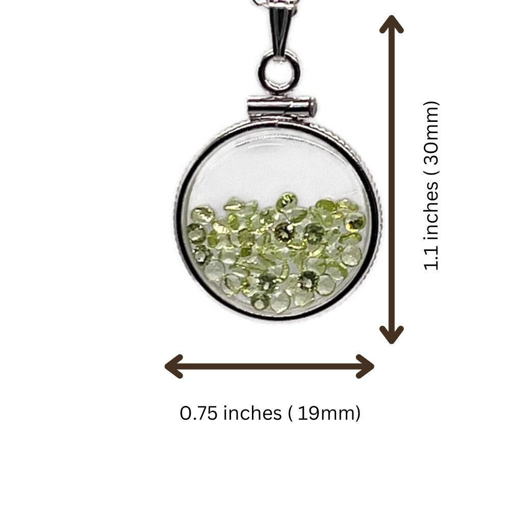 Handmade dime size sterling silver amethyst shaker locket lucite view locket, necklace, beautiful february birthstone. 2.0 tcw.