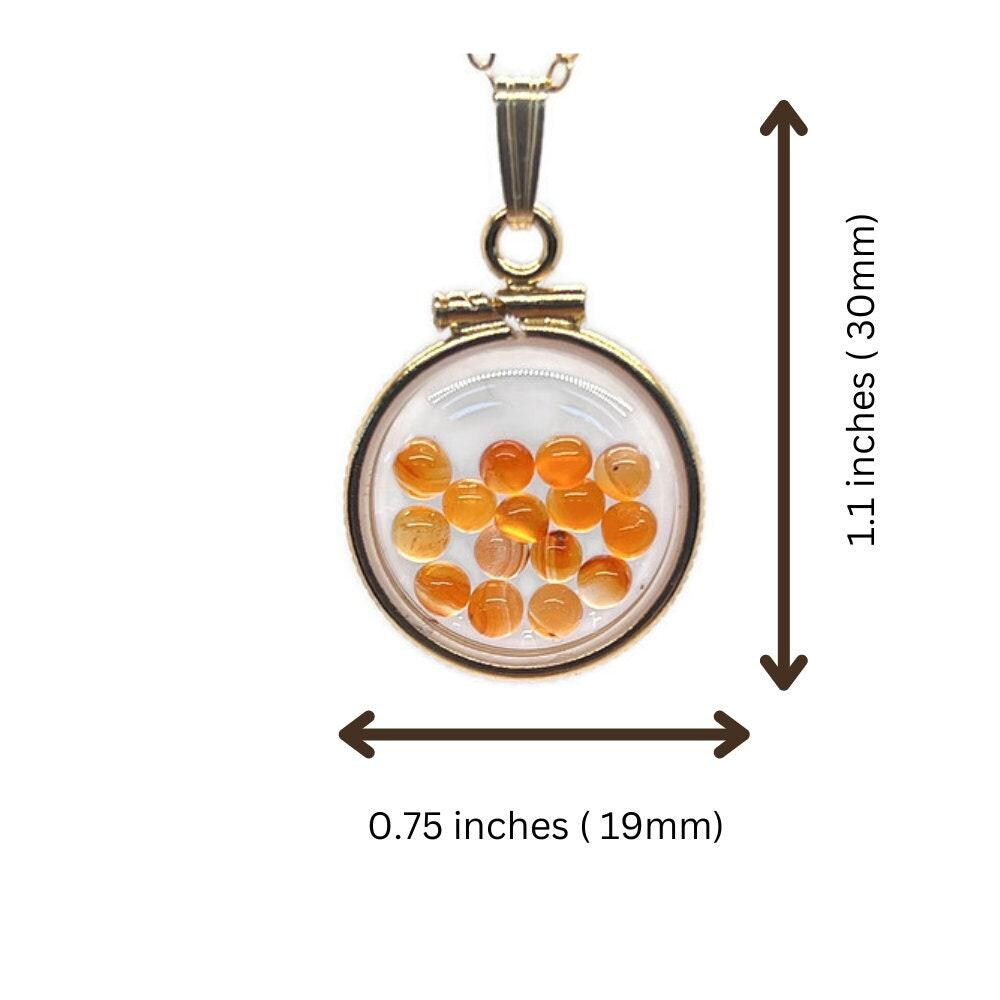 Handmade dime size sterling silver citrine shaker locket lucite view locket, necklace, beautiful november birthstone. 2.0 tcw