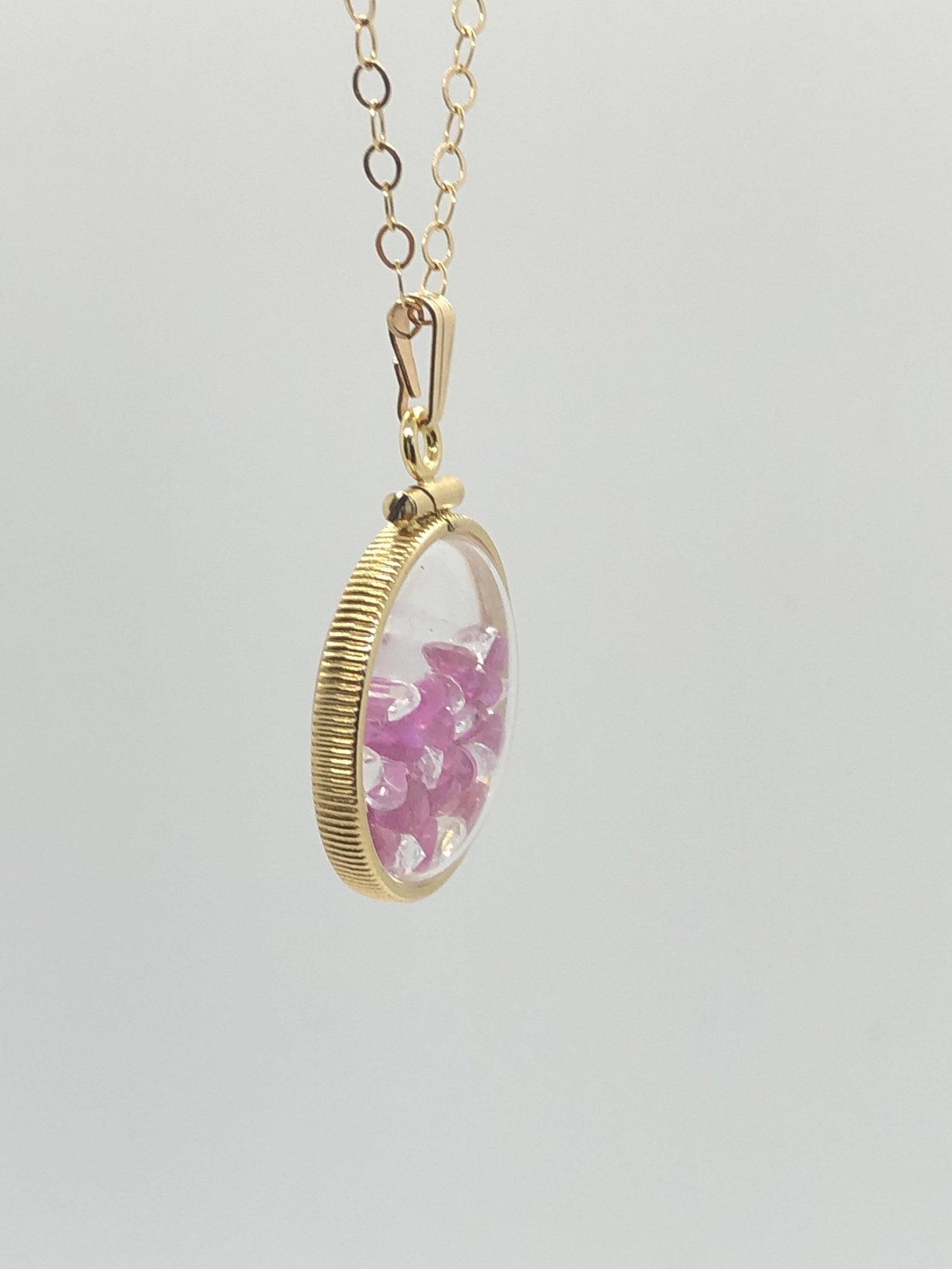 Handmade 5.6 tcw ruby + topaz shaker locket 14k gold filled/silver w/ beautiful july birthstone