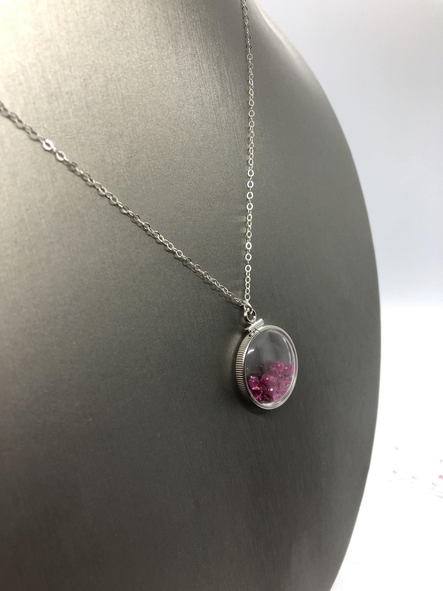 Handmade 5.6 tcw ruby + topaz shaker locket 14k gold filled/silver w/ beautiful july birthstone