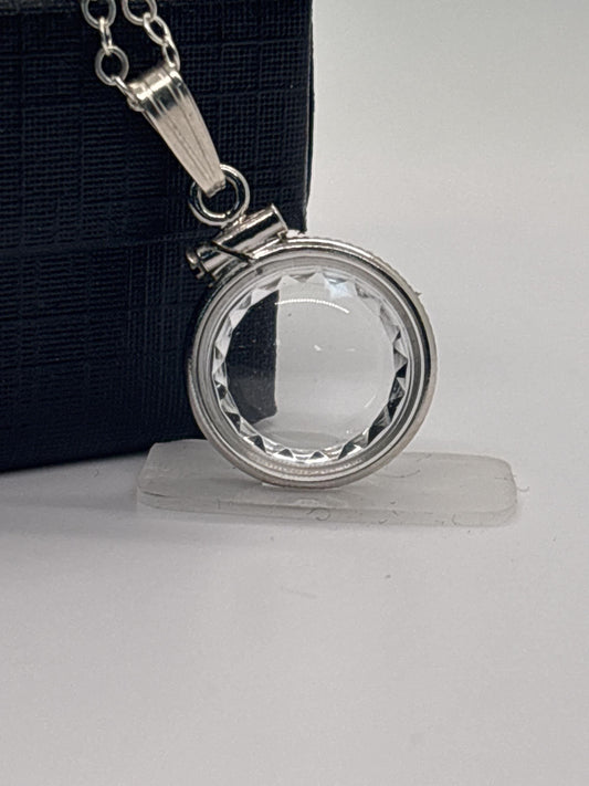 12.5mm Sterling Silver Diamond-Edge Shaker Locket for Keepsakes