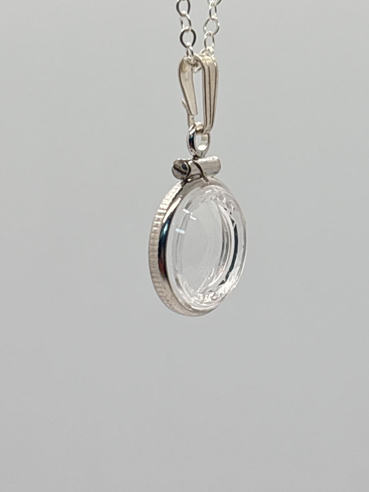 12.5mm Sterling Silver Diamond-Edge Shaker Locket Necklace