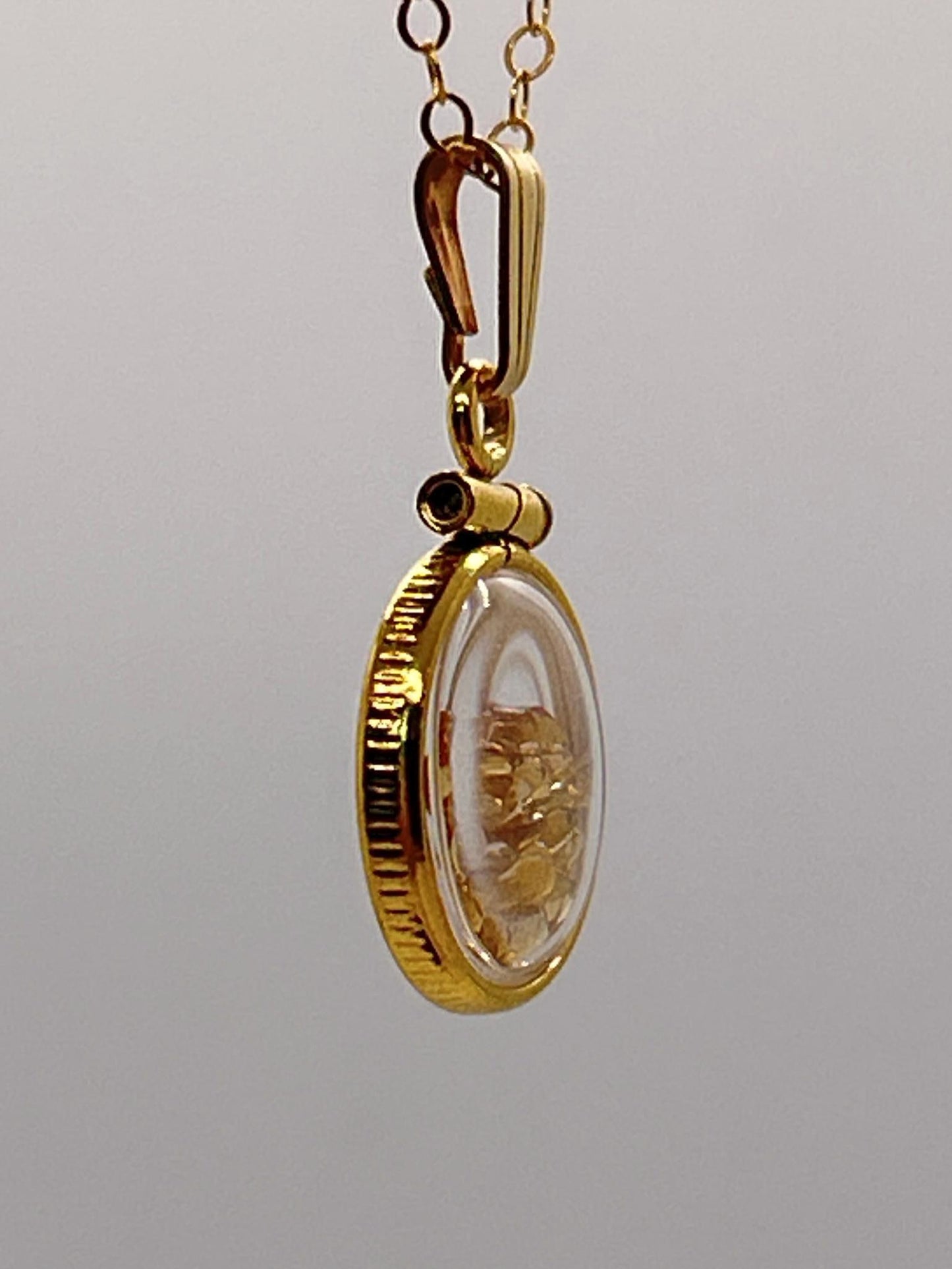 Handmade 12.5 mm 14k gold filled genuine gemstone  shaker locket, 0.75 cttw. citrine, november birthstone