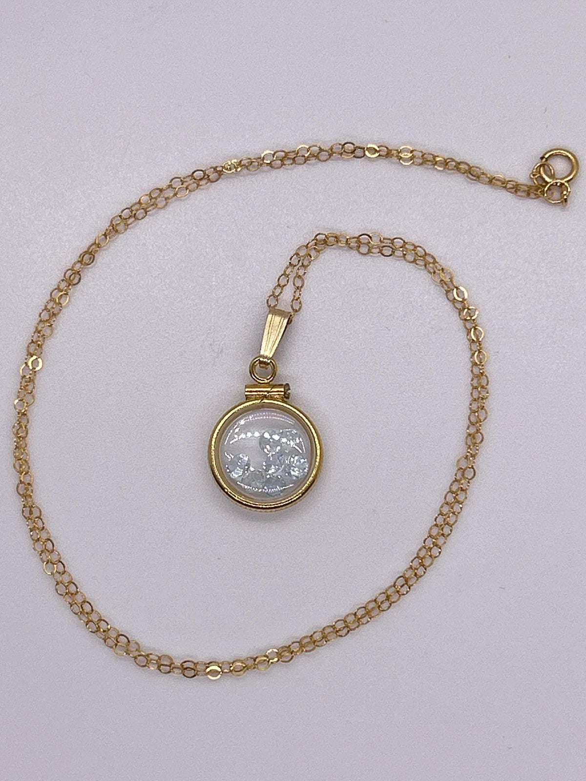 Handmade 12.5 mm 14k gold filled gemstone  shaker locket, 0.75 cttw. sky blue topaz,  birthstone december