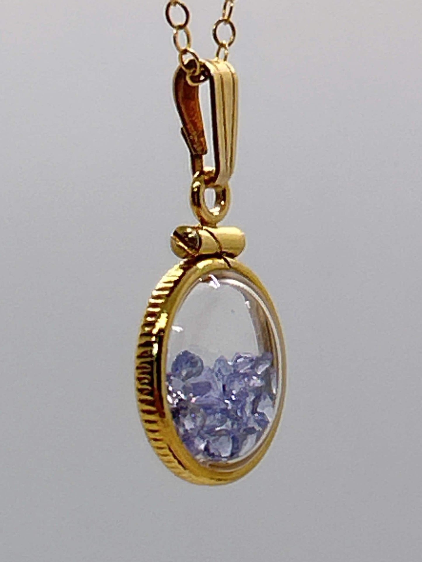 Handmade 12.5 mm 14k gold filled gemstone  shaker locket, 0.75 cttw. tanzenite, birthstone december