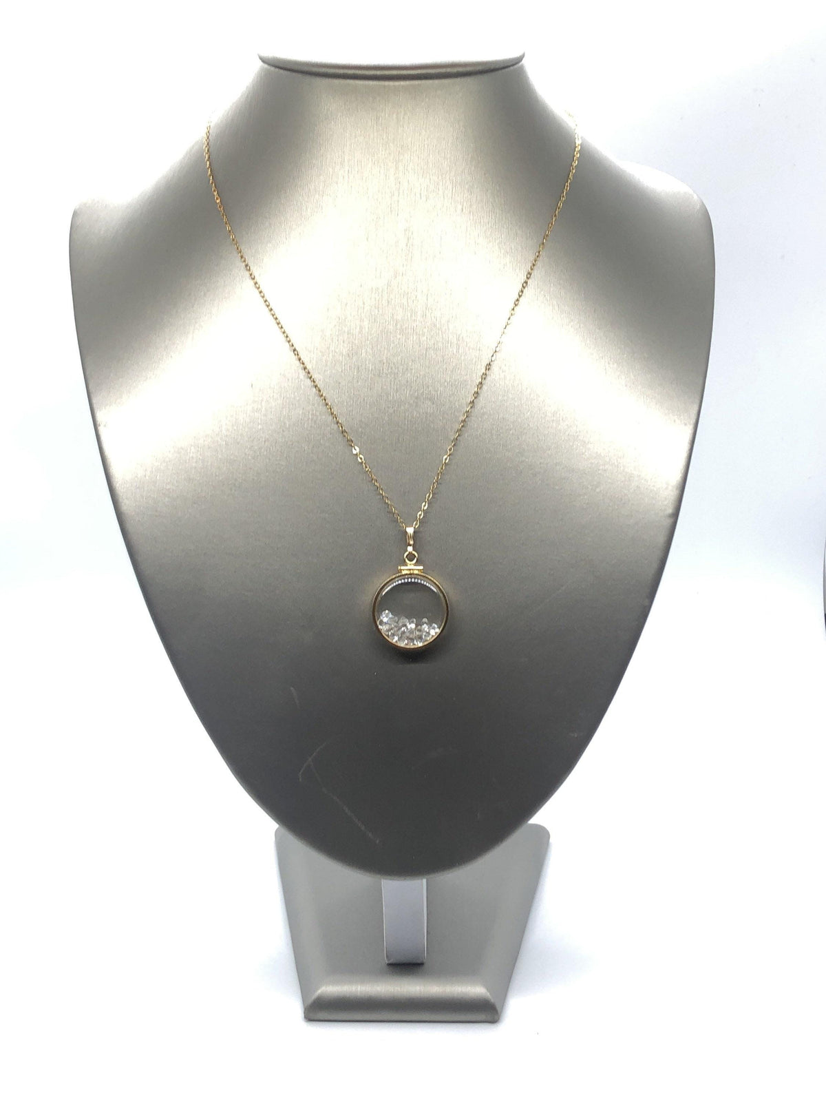 Handmade white topaz shaker locket 14k gold filled w/beautiful april birthstone, 2.7 tcw
