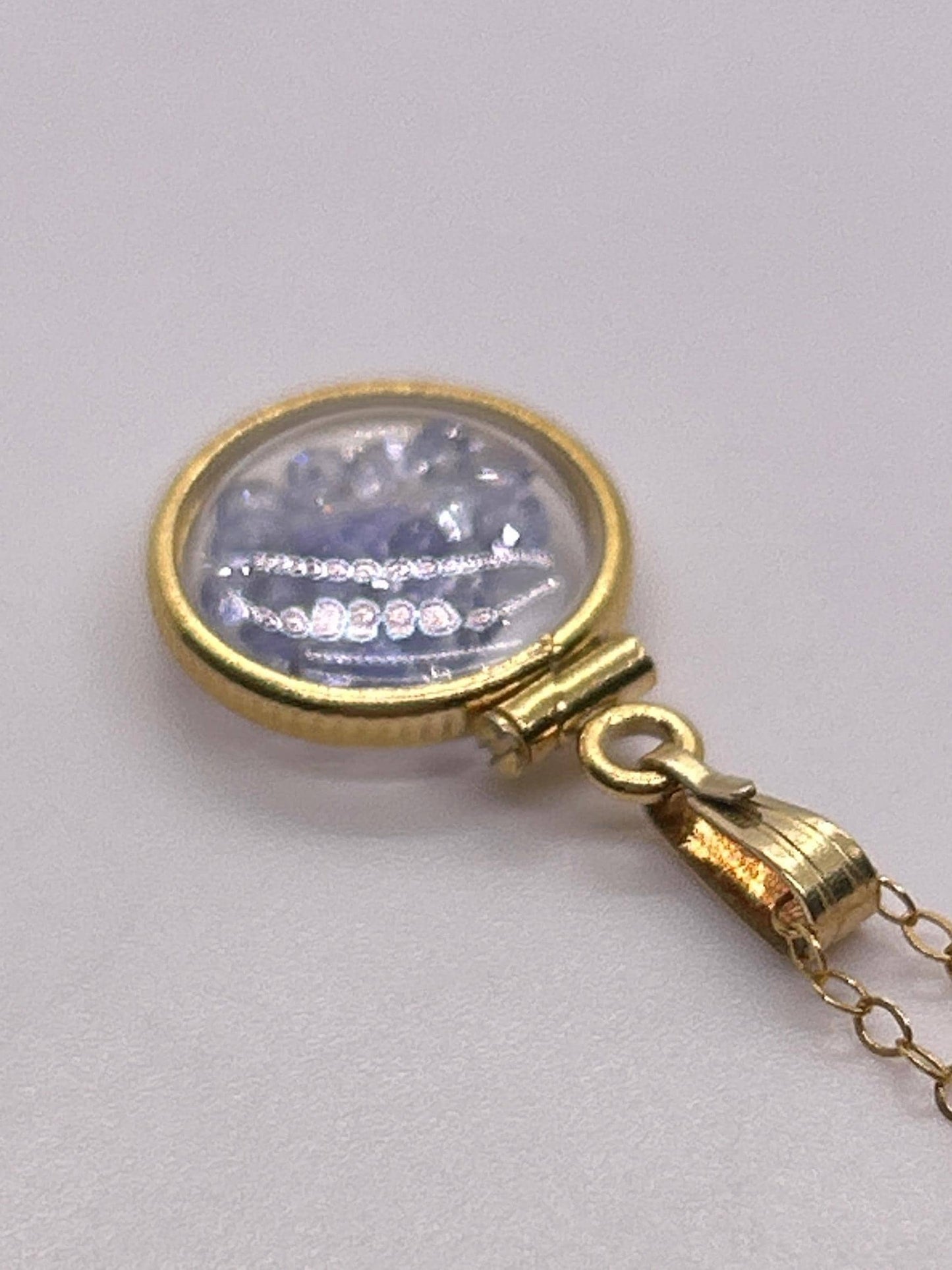 Handmade 12.5 mm 14k gold filled gemstone  shaker locket, 0.75 cttw. tanzenite, birthstone december