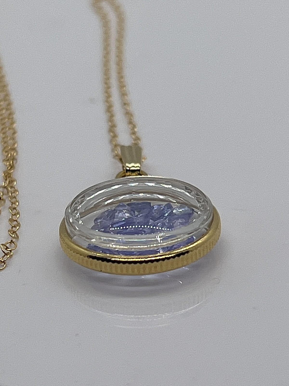 14k solid gold tanzanite diamond edge 16.5mm handmade shaker locket reversible 2 ctw