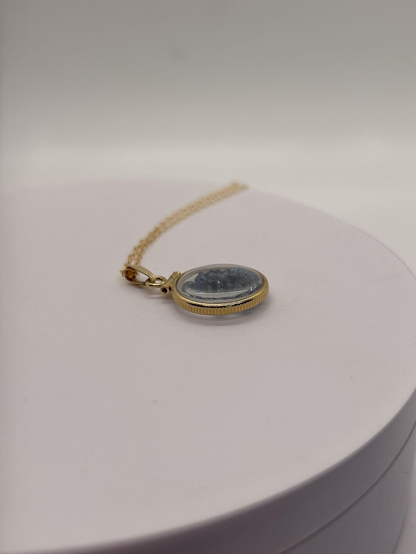 14k solid gold handmade dime size sapphire shaker locket, 2.0 tcw,  september birthstone.