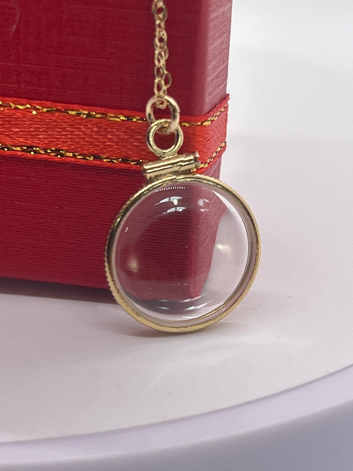 Solid 14k gold empty 16.5mm  handmade shaker locket w/ free  small  screw driver waiting for your little treasures, with chain